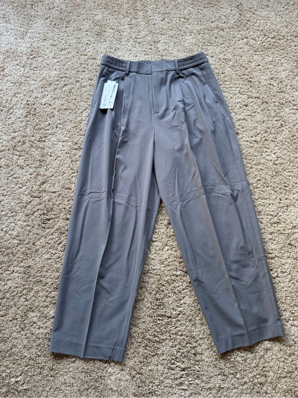 Zara Men's Pleated Straight-Leg Pants - Gray